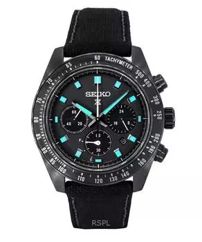Мужские часы Seiko Prospex Black Series Night Vision Speedtimer Chronograph с черным циферблатом, солнечные, SSC923P1, 100 м чёрный