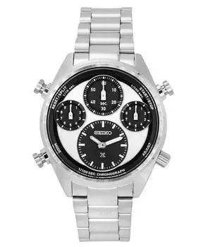Seiko Prospex Speedtimer Panda Chronograph из нержавеющей стали с белым циферблатом и солнечной батареей SFJ001P1 100M Мужские часы белый