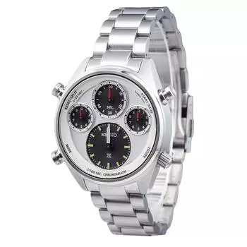 Seiko Prospex Speedtimer SFJ009P1 Solar, ограниченная серия, хронограф, 110-летний юбилей, мужские часы с дополнительным ремешком чёрный/белый