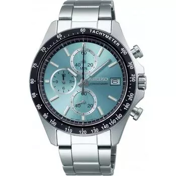 SEIKO 15 секунд хронограф кварцевый ХРОНОГРАФ КВАРЦЕВЫЕ часы мужские SBTR029 бирюзовый синий