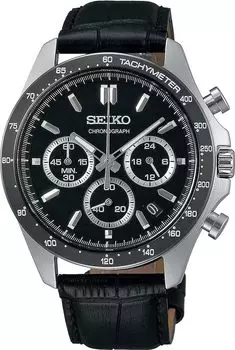 [Seiko] SEIKO 1/5 Second Chronograph Quartz Watch Men s SBTR021 Black Leather [Domestic Genuine Product]