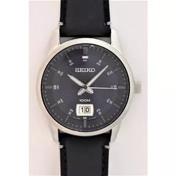 Seiko унисекс SUR287P1 (Мужские кварцевые часы Seiko BL с кожаным ремешком SS 100M D 42 мм) часы