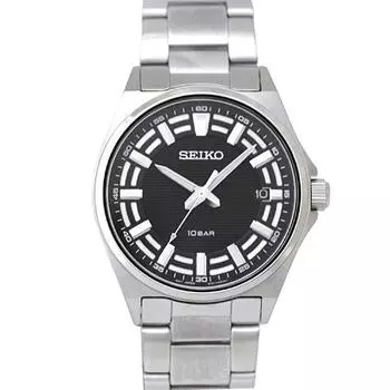 Seiko унисекс SUR505P1 (Кварцевый браслет SS 100M черный мужской) часы