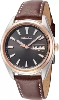 SEIKO Watch Quartz Overseas Model Gray Leather Band SUR452P1 Men s [Item]