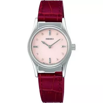 Seiko Women s SQWK033 (Tactile Watch for Visually Impaired Women s Leather Band Pink) Round Watch
