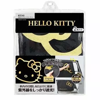 SEIWA Car Interior Supplies Curtain Hello Kitty Black & Gold Magnetic Curtain L Size KT543 HELLO KITTY