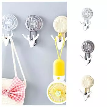 Self-adhesive Bathroom Rack No-Punching Key Bag Hanger Simple Vacuum Suction CupWall Hook Bathroom серый