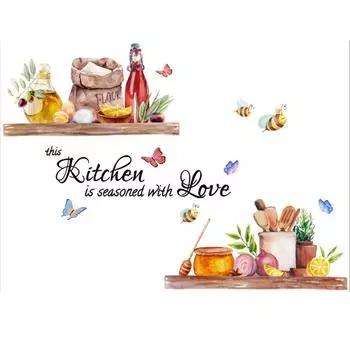 Self-adhesive Bee Butterfly Wall Sticker Removable Kitchen Decal Background Wall Wall Sticker