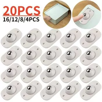 Self-Adhesive Caster Mute Rotating Sticky Pulley Strong Load Ball Bearing Mini Paste Swivel Wheels for Furniture Storage Box