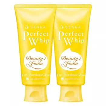 Senka Perfect Whip Vitamin C Poreless Glow Cleansing Foam, 100g, 2 pieces