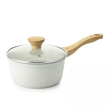 Sensarte Pot 20 см Керамическое покрытие Горшок IH Горшок без ПФАС Кастрюля для самостоятельного проживания Легко моется с крышкой Большая кастрюля Одноручная антипригарное покрытие