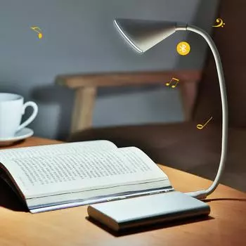 Сенсорная USB-настольная лампа с Bluetooth-динамиком 2 в 1, настольная лампа с бесступенчатым затемнением, гибкая лампа для чтения на 360 градусов белый
