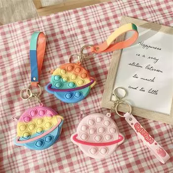 Сенсорные игрушки-мини-кошелек Push Bubble, детская сумка, силиконовый кошелек для монет