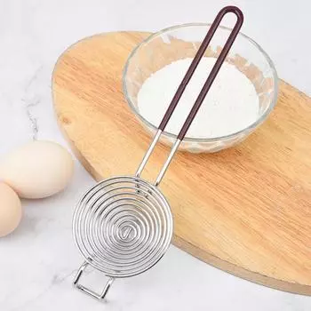 Сепаратор для яиц с длинной ручкой из нержавеющей стали для выпечки, фильтр для просеивания яичного белка и желтка, кухонный инструмент для разделения яиц кофейный