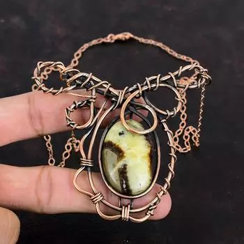 Septarian Necklace Copper Wire Wrapped Gemstone Necklace Adjustable Necklace Septarian Copper Wire Jewelry Handmade Necklace Gifts For Women