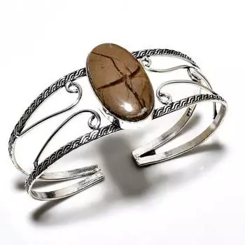 Septerian Stone Gemstone 925 Посеребренный браслет-манжета ручной работы для ювелирных изделий