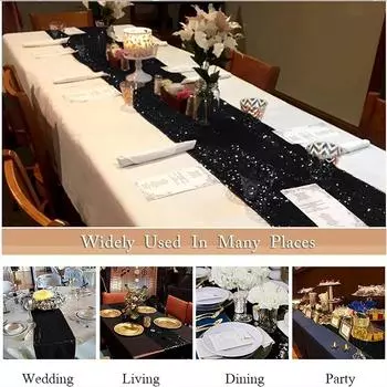 Sequin Table Runner Glitter Tassel Table Runner for Birthday Party Wedding Table Decoration 30x180cm золотистый