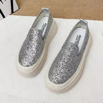 Sequined fisherman platform women s spring new lazy one-pedal breathable fashion casual single shoes women 35