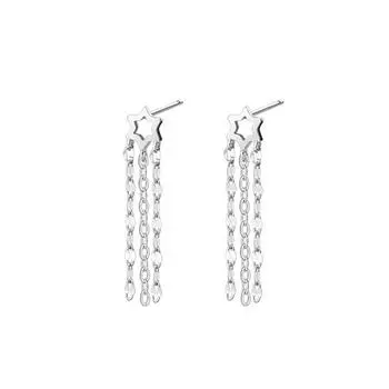 Sequined Tassel Star Earrings Xiaohongshu Same Love Earrings Slimming Chain Hexagram Earrings copper (with ear plugs)