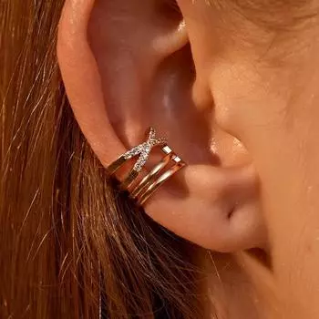 Серьги Anenjery Zircon Geometric Cross Multi Layer, нейтральные, маленькие, персонализированные, высокого класса, модные, простые, ювелирные изделия-клипсы, подарок белый