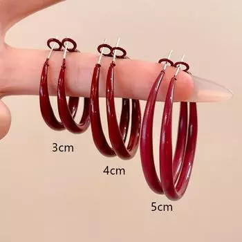 Серьги Ankola Hong Kong Style Red Retro Large Circle - Light Luxury Niche High-End Jewelry 3CM красный