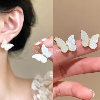 Серьги-бабочки из серебра 925 пробы с жемчугом — элегантный и универсальный женский аксессуар A1629 золотой
