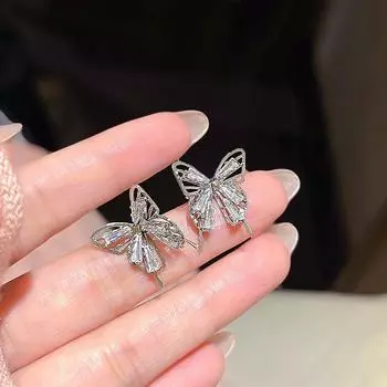 Серьги-бабочки из серебра 925 пробы с цирконами: Легкая роскошь Silver