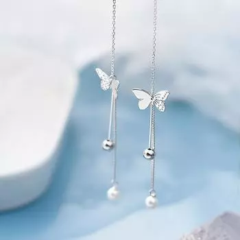 Серьги-бабочки из стерлингового серебра S925 пробы, женские высококачественные легкие роскошные висячие серьги, серьги-гвоздики для летних женщин 925