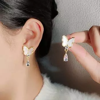 Серьги-бабочки Niche Design, High-End Sense, без проколов ушей, клипсы, серьги-гвоздики, для женщин