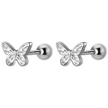 Серьги-бабочки Niche Screw для женщин с темпераментом прокалывания ушей без удаления гвоздей из ушных костей для сна