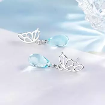 Серьги-бабочки Женственность Супер Фея Корейские Свежие Кристаллы Маленькие Серьги Изысканные Короткие Серьги Натуральные Серьги