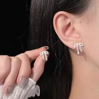 Серьги-бантики для женщин Простые милые модные серьги Ленточные серьги в стиле ниши