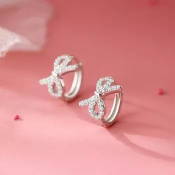 Серьги-бантики, пряжки для ушей, женственность, легкие роскошные серьги из циркония, простые и холодные украшения.