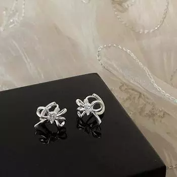 Серьги-бантики с микро-инкрустацией из циркония, женские, нишевые, дизайн, сладкие и милые, простые, индивидуальные, универсальные серьги