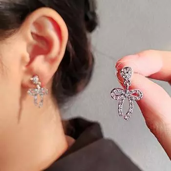 Серьги-бантики Spring Flash Diamond, женские, нишевый дизайн, высококачественные серьги-гвоздики Love, украшения для ушей