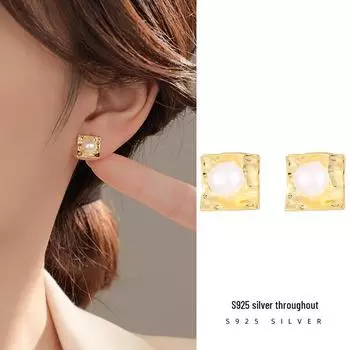Серьги Banyan Tree S925 Silver Geometric Shell Pearl - Тенденция женской моды платиновый