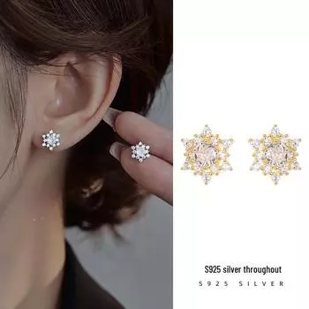 Серьги Banyan Tree S925 Silver Snowflake Diamond - Элегантный дизайн для осени/зимы ES2416 платиновый