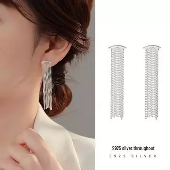 Серьги Banyan Tree S925 Silver Waterfall с длинными кисточками для женщин - Royal Sister Style Fashion ES2611, 925 Silver серебряный