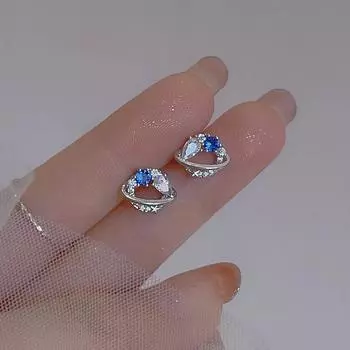 Серьги Blue Planet, женские летние серьги Luxury Dream с цирконием, космические серьги-галактики, сверкающие бриллианты, окружающие звезды