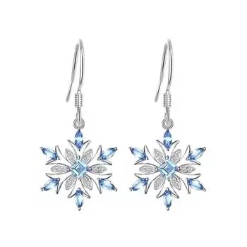 Серьги Bluelans, висячие свадебные серьги из искусственной снежинки, сапфировые украшения, серьги-крючки, женский подарок
