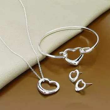 Серьги, браслет и ожерелье в форме сердца, комплект T112
