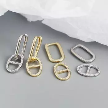 Серьги-браслеты из циркона с геометрическим узором copper золотой