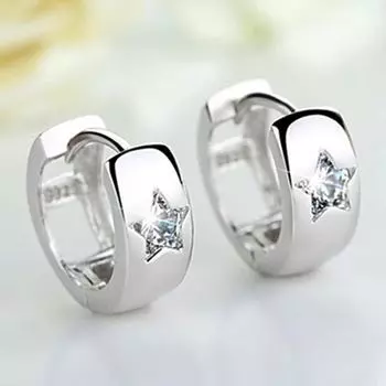 Серьги Cao Shi Korean Star Zircon для женщин – модный дизайн в виде пятиконечной звезды Gold белый