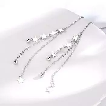 Серьги-цепочки из стерлингового серебра 925 пробы с метеоритным дождем, женские длинные серьги-цепочки с кисточками и звездами, корейские маленькие свежие украшения для желаний