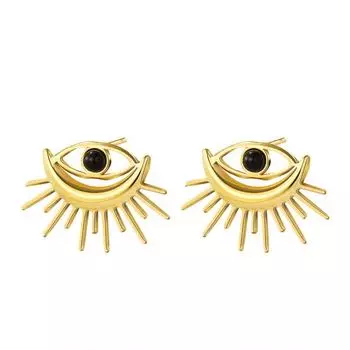 Серьги Devil S Eye, титановая сталь, покрытая настоящим золотом, натуральные камни, серьги из нержавеющей стали, женские модные серьги 18K
