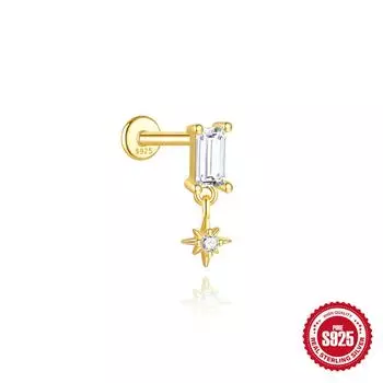 Серьги для пирсинга хряща из стерлингового серебра S925 с бриллиантовой бахромой в форме короны и конского глаза для повседневной носки для женщин