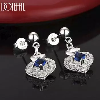 Серьги для пирсинга в форме сердца из стерлингового серебра 925 пробы с цирконием ААА, подвески для свадьбы 1.40*2.70cm