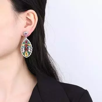 Серьги Dopamine Summer Beauty с радужными драгоценными камнями Серьги с цветным цирконием Серьги в стиле бохо