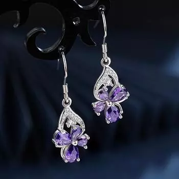 Серьги Dorp из стерлингового серебра 925 пробы с аметистом, серьги из серебра 925 пробы Aros Mujer Oreja Orecchini, серьги с аметистом для девочек фиолетовый