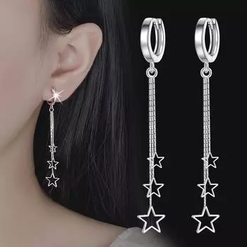 Серьги феи темпераментные пентаграммы длинные серьги с бахромой милые девчачьи элегантные серьги-кольца